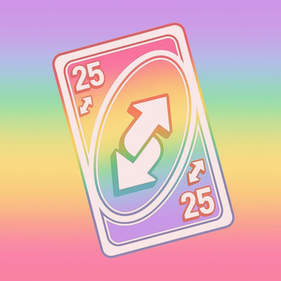 NOGU Reverse Top 50 Countdown graphic featuring a pastel rainbow reverse card marked 25.