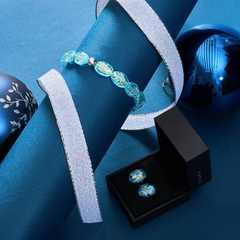 Turquoise | .925 Sterling Silver | Firework Glass Pebble Earrings