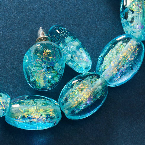 Turquoise | .925 Sterling Silver | Firework Glass Pebble Earrings