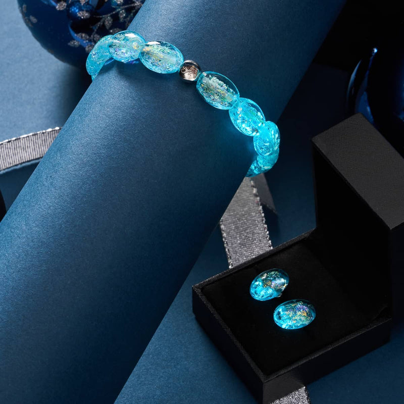 Turquoise | .925 Sterling Silver | Firework Glass Pebble Earrings