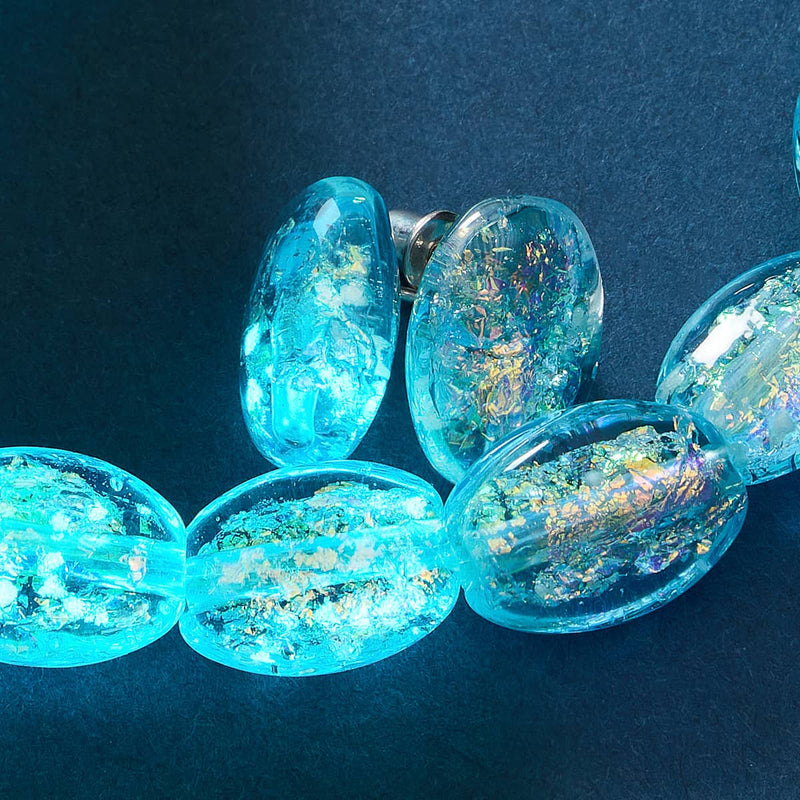 Turquoise | .925 Sterling Silver | Firework Glass Pebble Bracelet