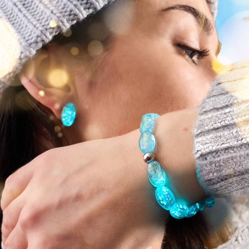 Turquoise | .925 Sterling Silver | Firework Glass Pebble Earrings