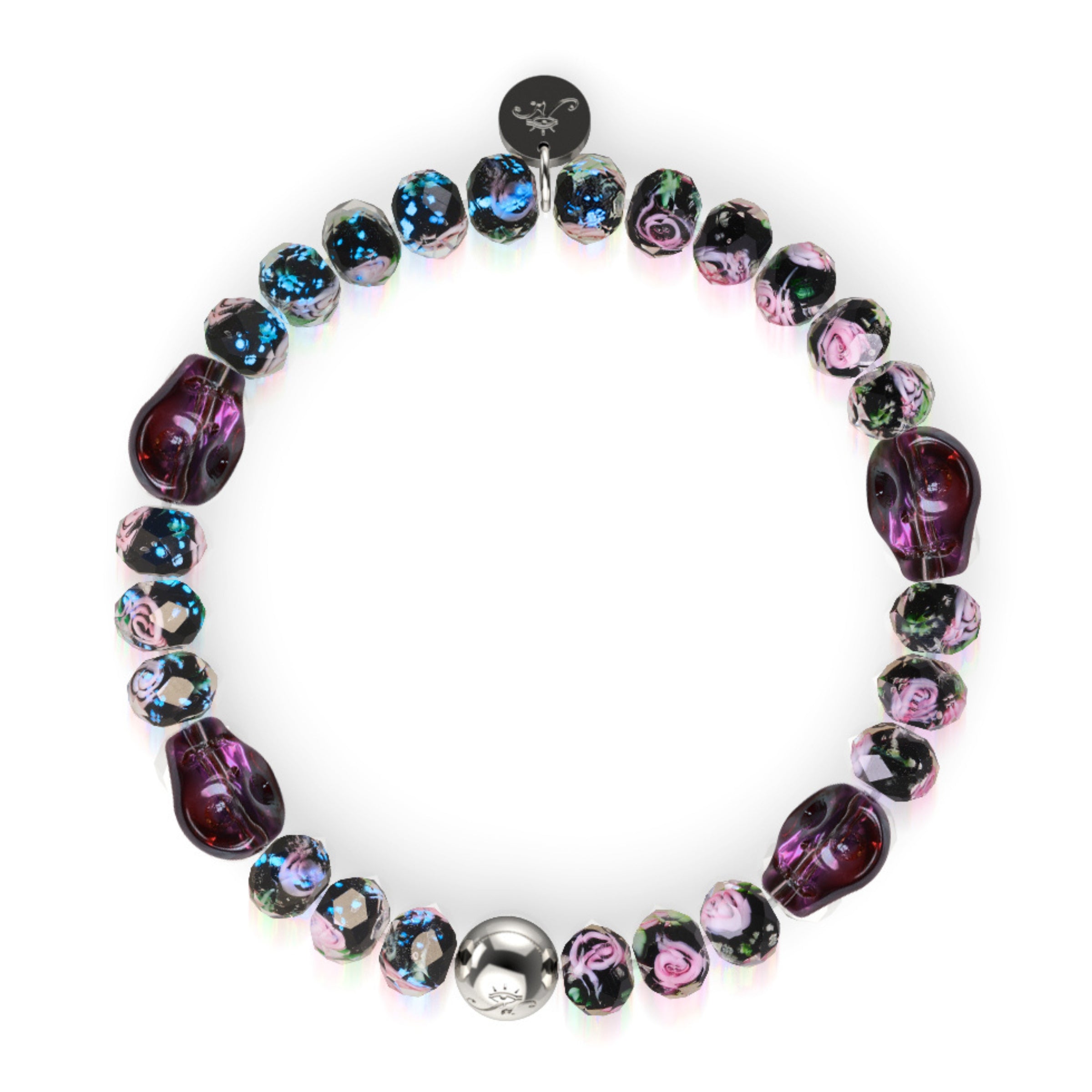 Midnight Blossom | Firefly Glass Diamonds Skull Bracelet