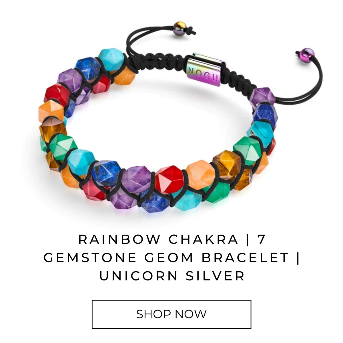 Regenbogenchakra | 7 Edelstein Geom Armband | Einhorn Silber