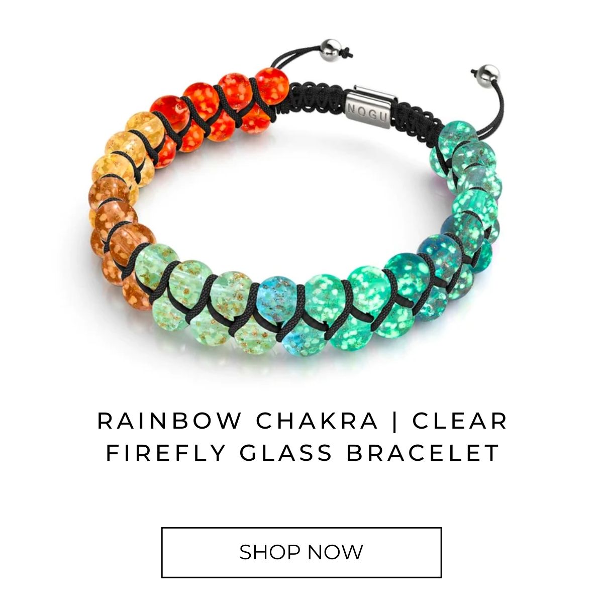 Regenbogen-Chakra | Klares Glühwürmchen-Glasarmband