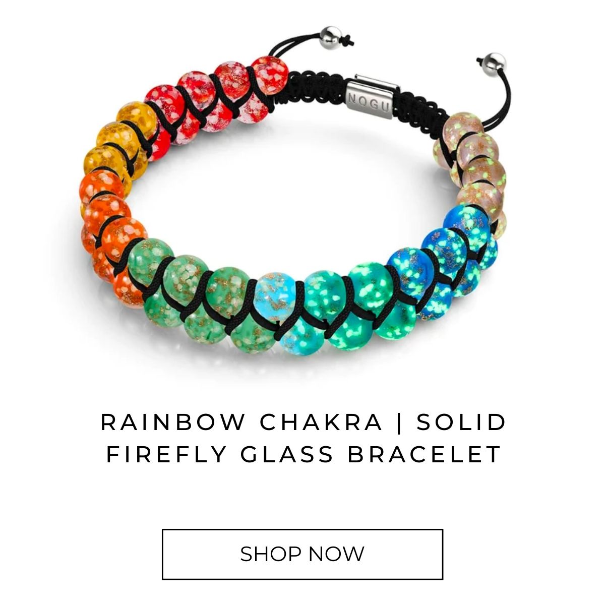 Regenbogen-Chakra | Massives Glühwürmchen-Glasarmband