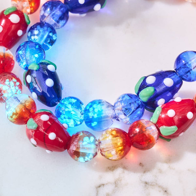 Red Strawberry Fields | .925 Sterling Silver | Firefly Glass Berry Bracelet