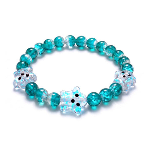 Blaugrünes Phantom | Silber | Glühwürmchen-Glasgeisterarmband