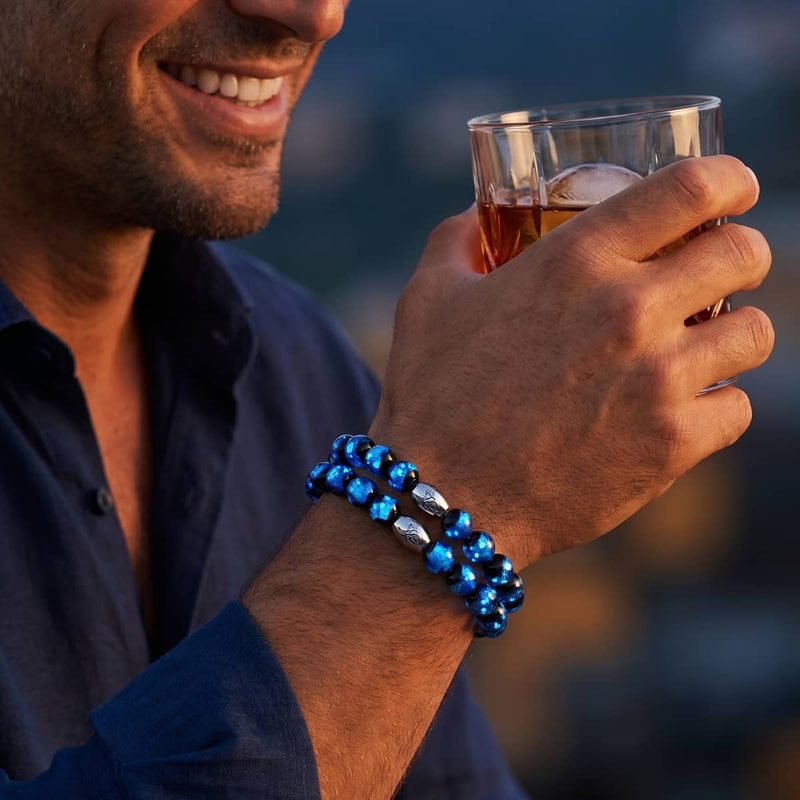 Blauer Astra | 925 Sterling Silber | Solarglas-Armband
