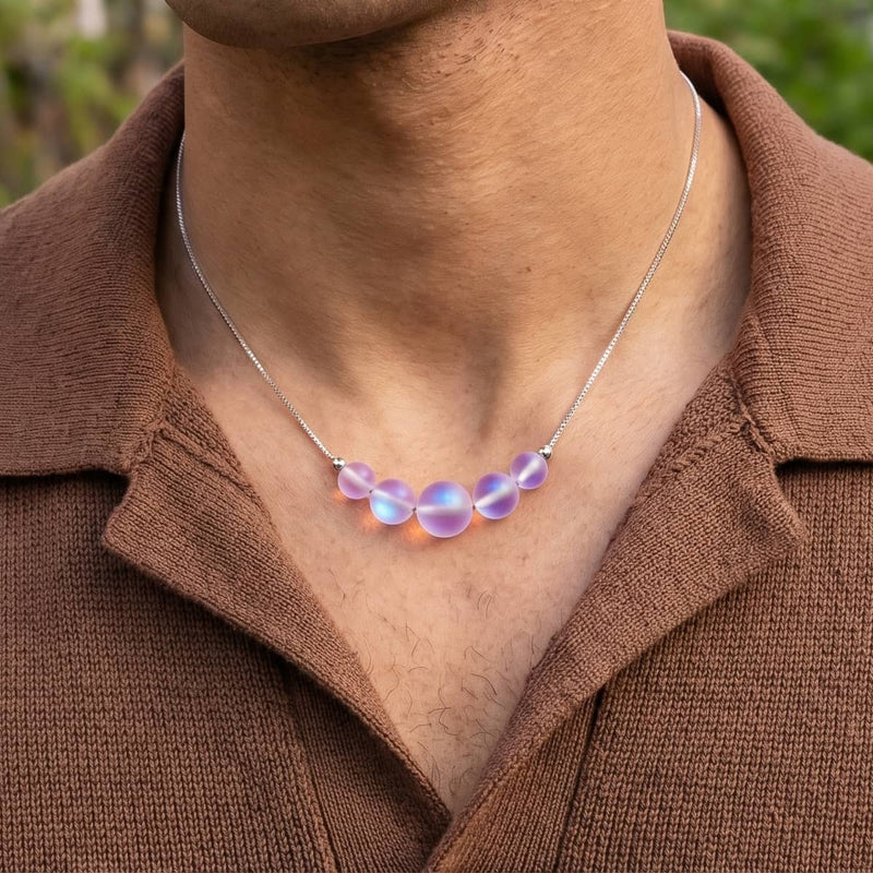 Lavendel | 925 Sterling Silber | Meerjungfrau Glas Unendlichkeitsverschluss Halskette
