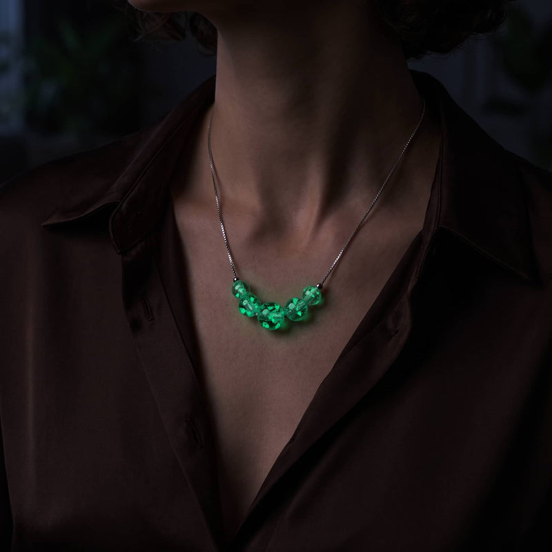 Flieder | 925 Sterling Silber | Glühwürmchen-Glas-Halskette mit Unendlichkeitsverschluss
