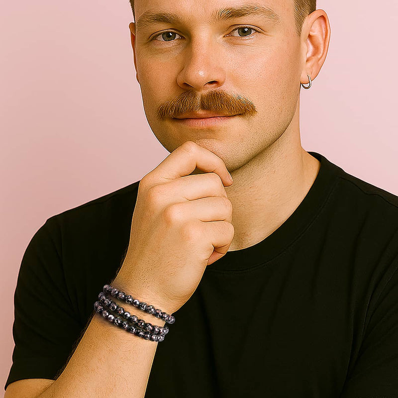 Obsidian | 925er Sterlingsilber | Glühwürmchen-Glasarmband