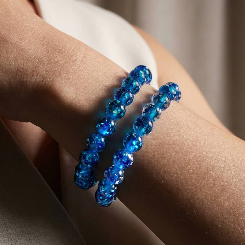 Topasflamme | 925er Sterlingsilber | Glühwürmchen-Glasarmband