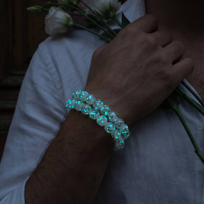 Lila Sukkulente | 925 Sterling Silber | Glühwürmchen-Glasarmband