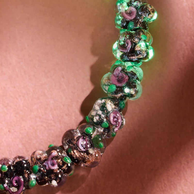 Liquorice Lilly | .925 Sterling Silver | Firefly Glass Flower Bracelet