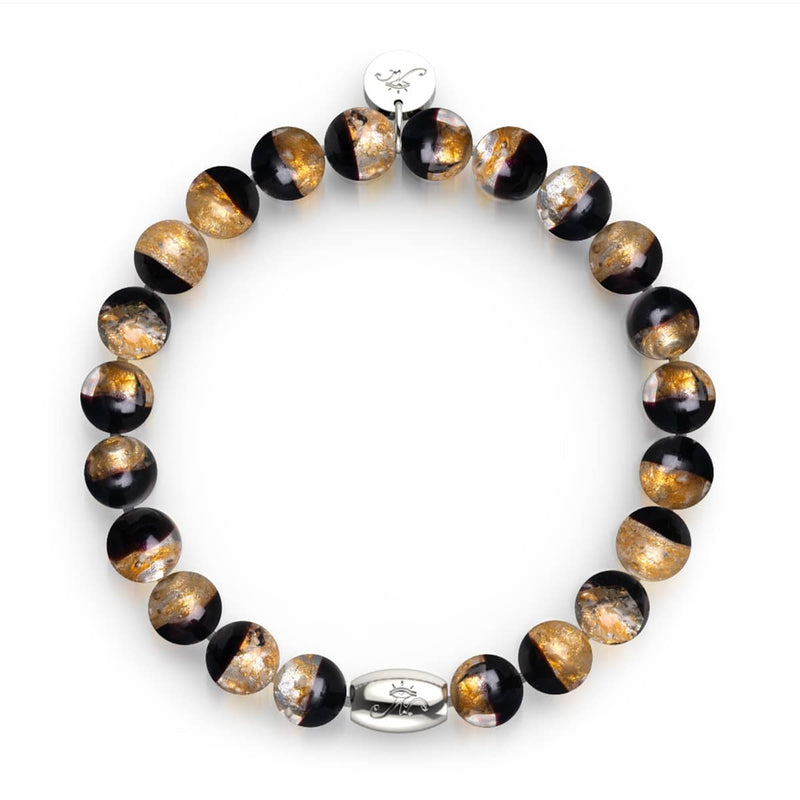 Liquorice Eclipse | .925 Sterling Silver | Lunar Glass Bracelet