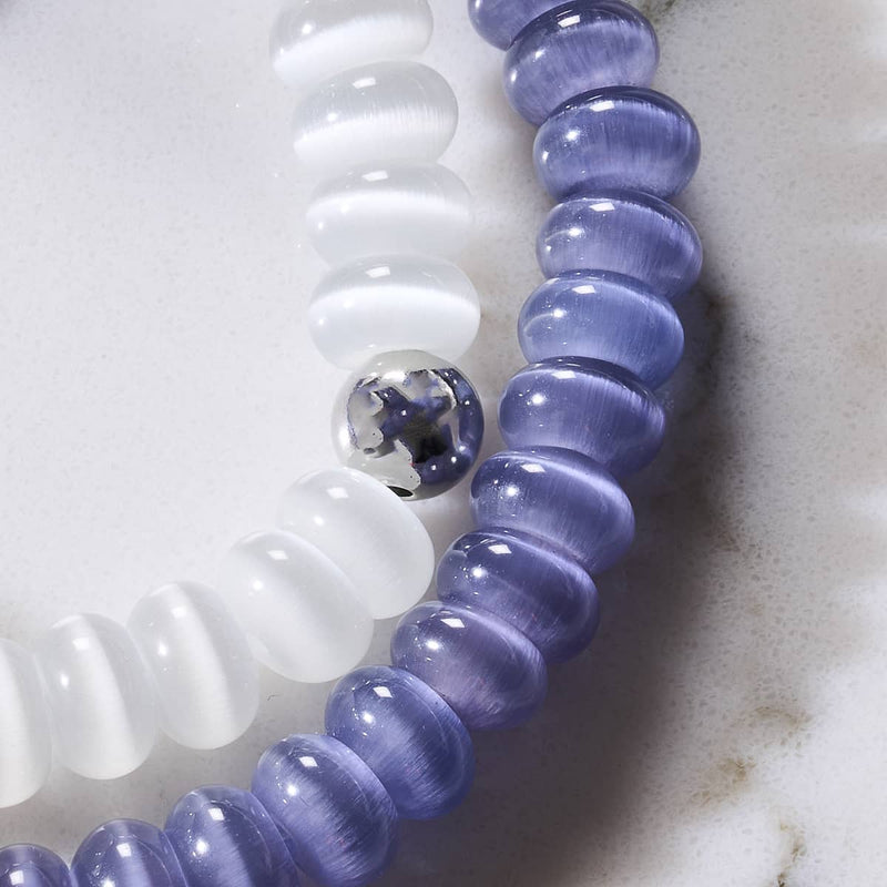 Purple Winter Moon | .925 Sterling Silver | Cheshire Glass Bracelet