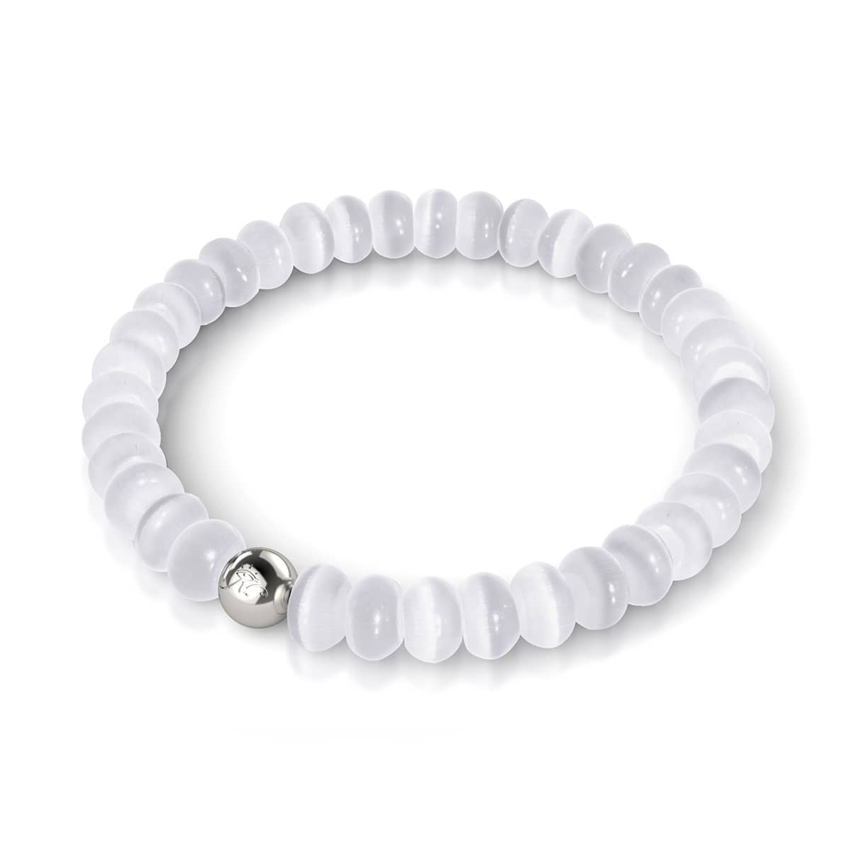 White Winter Moon | .925 Sterling Silver | Cheshire Glass Bracelet