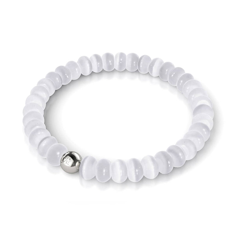 White Winter Moon | .925 Sterling Silver | Cheshire Glass Bracelet