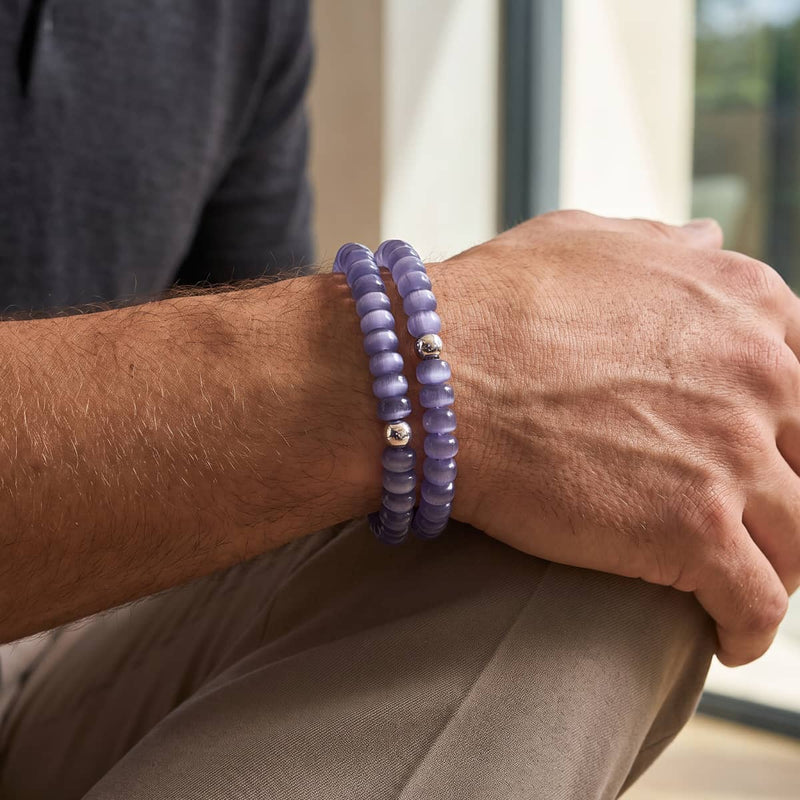 Purple Winter Moon | .925 Sterling Silver | Cheshire Glass Bracelet