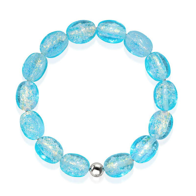 Turquoise | .925 Sterling Silver | Firework Glass Pebble Bracelet