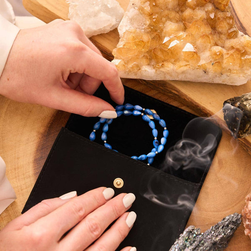 Lapis Tears | .925 Sterling Silver | Mother of Pearl Teardrop Wrap