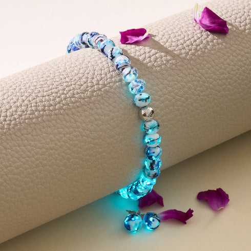 Blue Period | .925 Sterling Silver | Picasso Firefly Glass Diamonds Bracelet