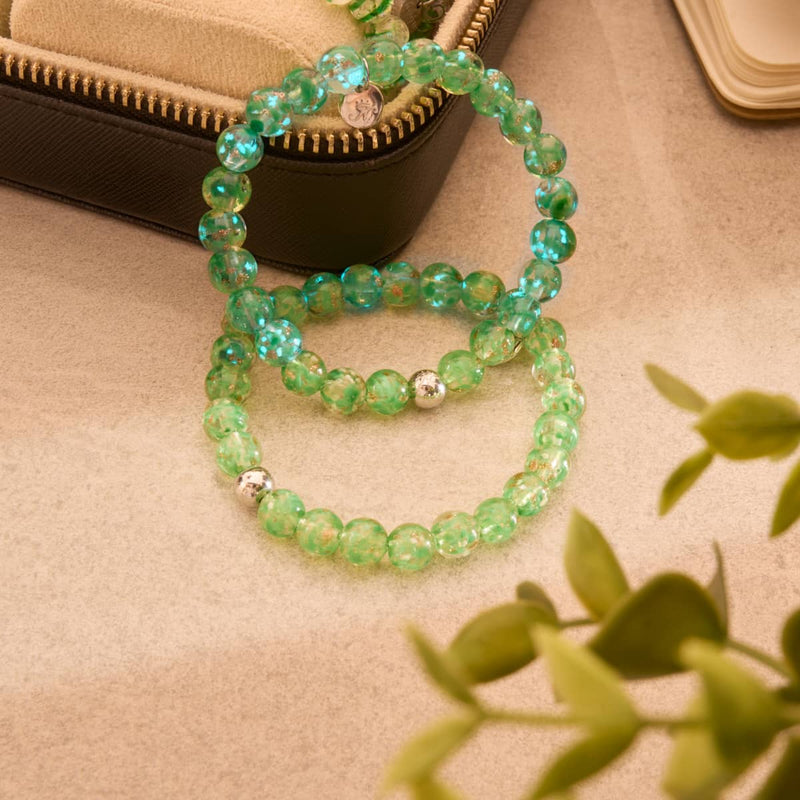 Emerald | .925 Sterling Silver | Firefly Glass Watercolor Bracelet