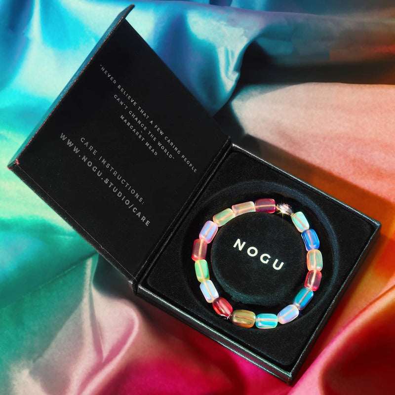 Regenbogenriff | 925 Sterling Silber | Meerjungfrau Glaskiesel Armband