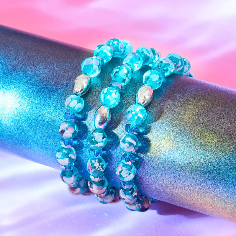 Blaugrüne Orchidee | 925er Sterlingsilber | Glühwürmchen-Glasblütenarmband