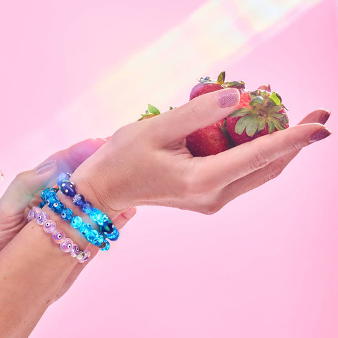 Lila | 925er Sterlingsilber | Armband mit bösem Blick aus Kristall