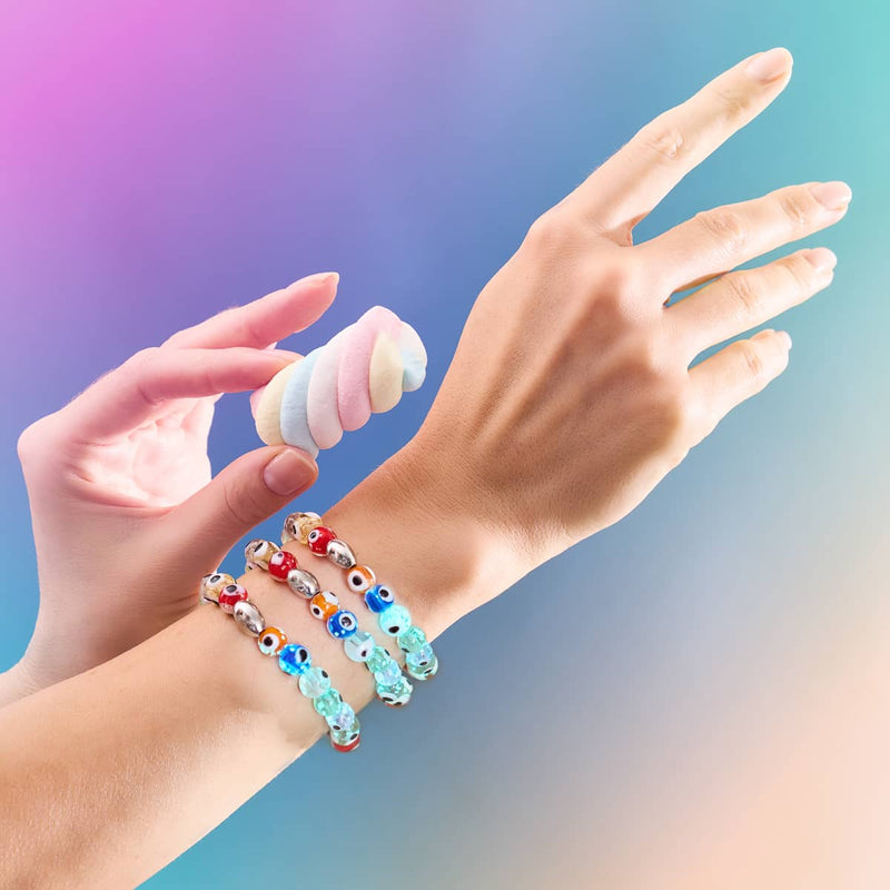 Regenbogen | 925 Sterling Silber | Glühwürmchen-Glas-Armband mit bösem Blick