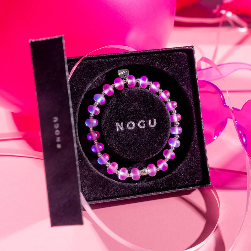 Magenta | Silber | Meerjungfrau Glas Macaron Armband