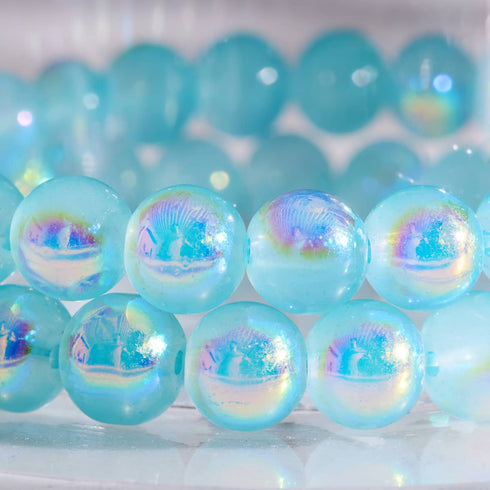 Blaue Kiwi | 925 Sterling Silber | Blasenglas-Armband