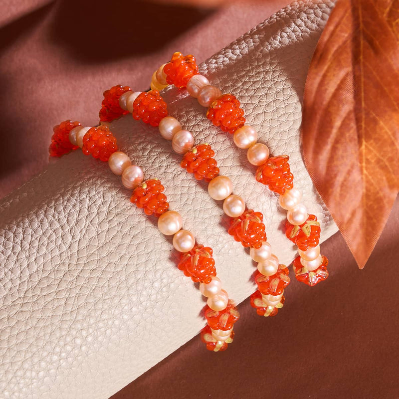 Orange x Champagner-Perle | 925er Sterlingsilber | Beerenarmband