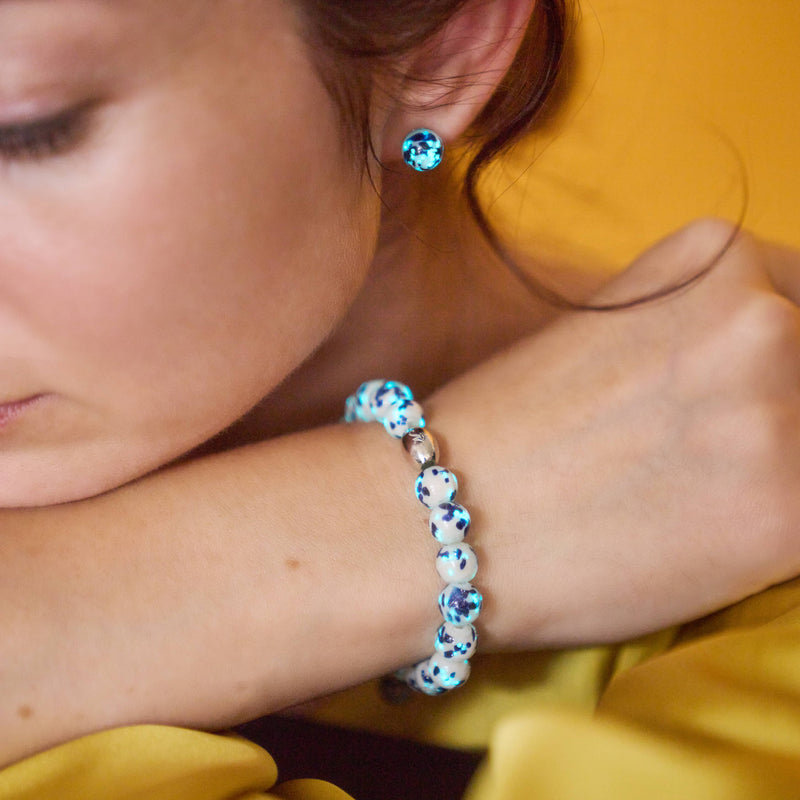 Sternenlichtwellen | 925 Sterling Silber | Glühwürmchen-Glasarmband