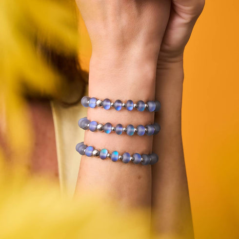 Grau | Silber | Meerjungfrau Glas Macaron Armband