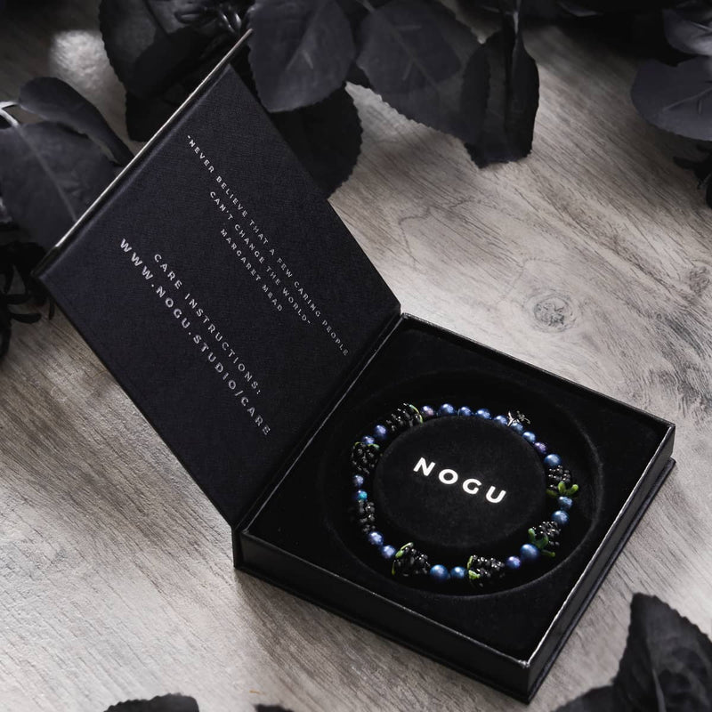 Blaue x Mitternachtsblaue Perle | 925er Sterlingsilber | Beerenarmband