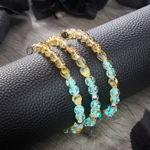 Sonnenuntergangsgespenst | 925er Sterlingsilber | Glühwürmchen-Glas-Totenkopf-Armband