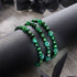 Smaragdkrone | 925er Sterlingsilber | Armband mit grünem Süßwasserperlen- und Glühwürmchen-Glas-Totenkopf