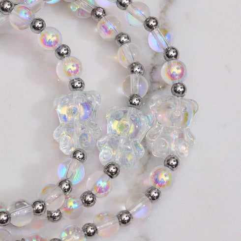 Einhorn Weiß | Silber | Doppelt schimmerndes Bärenarmband