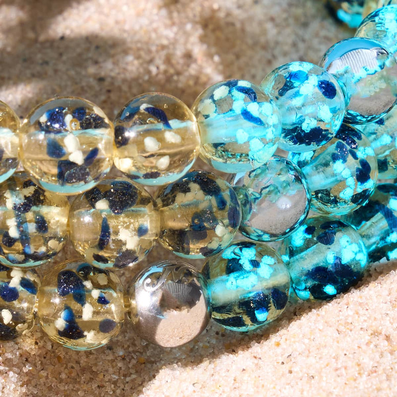 Sandsteinflamme | Silber | Glühwürmchen-Glas-Makramee-Armband