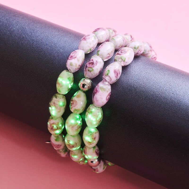 Rosa Rosen | 925 Sterling Silber | Firefly Glasgarten Armband