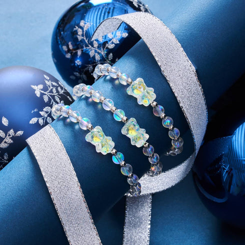 Einhorn Weiß | Silber | Schimmerndes Bärenarmband