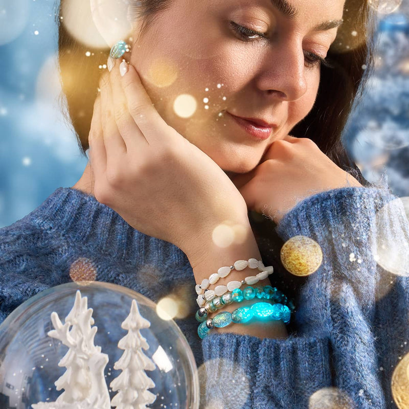 Blaugrüner Mond | 925 Sterling Silber | Mondglas-Armband