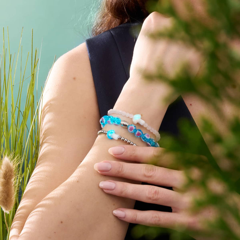 Blau x Pink | 925 Sterling Silber | Firefly Glas Liebesarmband