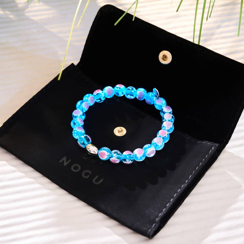 Blau x Pink | 925 Sterling Silber | Firefly Glas Liebesarmband