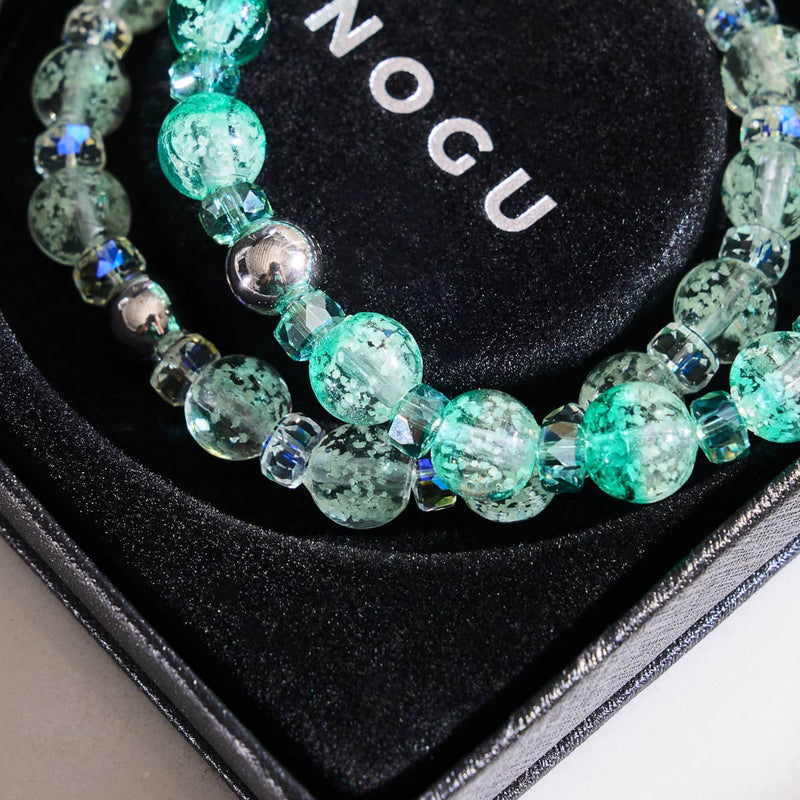 Türkis | Firefly Glas Schneekugel Armband