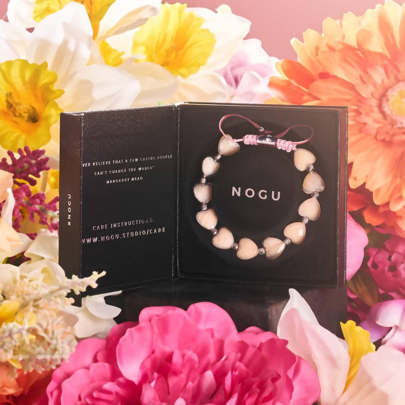 Rosé Herzkette | Kristall Makramee Armband