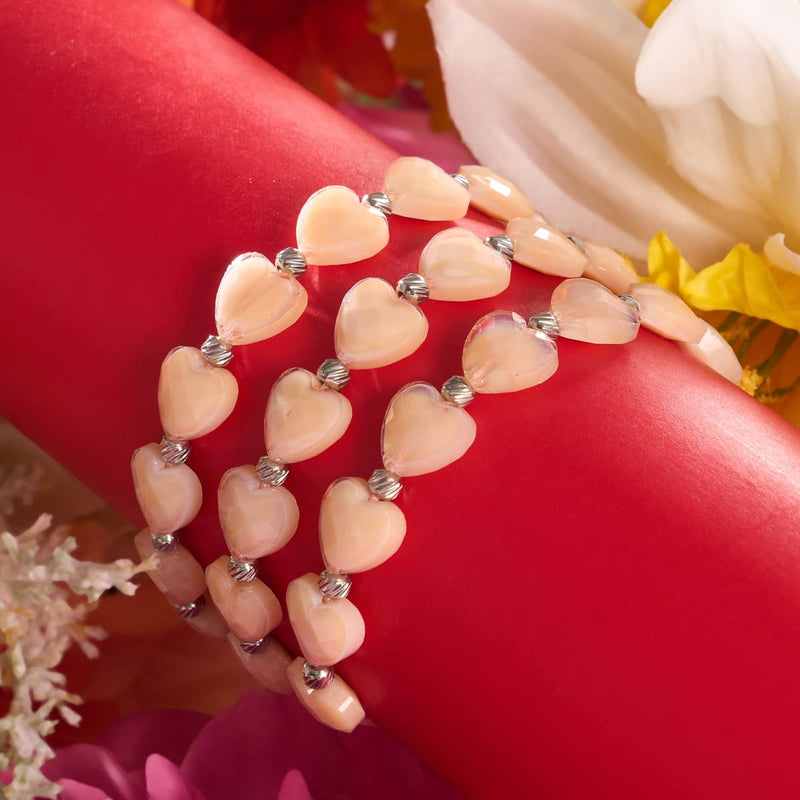 Rosé Herzkette | Kristall Makramee Armband